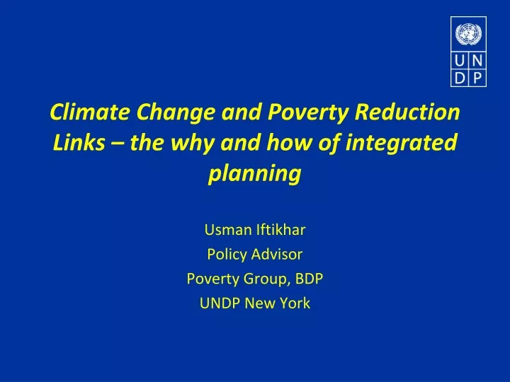 climate change and poverty reduction links the why and how of integrated planning