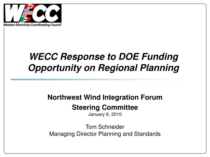 wecc response to doe funding opportunity on regional planning