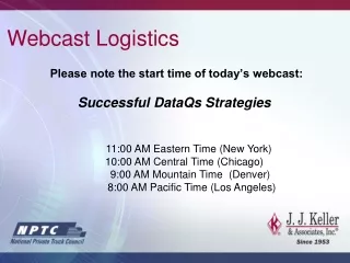 Please note the start time of today’s webcast: Successful  DataQs  Strategies