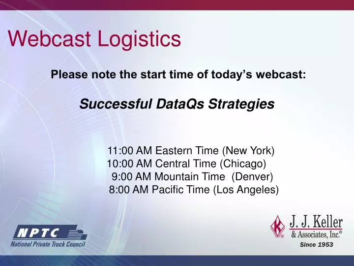 webcast logistics