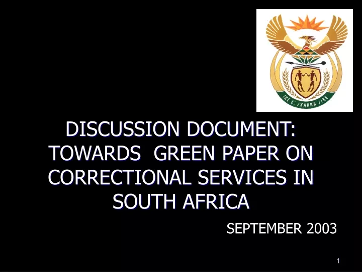 discussion document towards green paper on correctional services in south africa