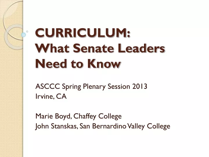 curriculum what senate leaders need to know