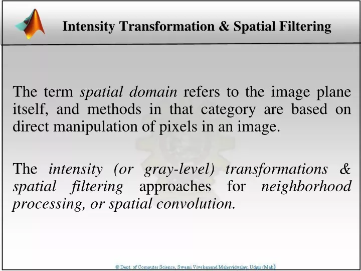 intensity transformation spatial filtering