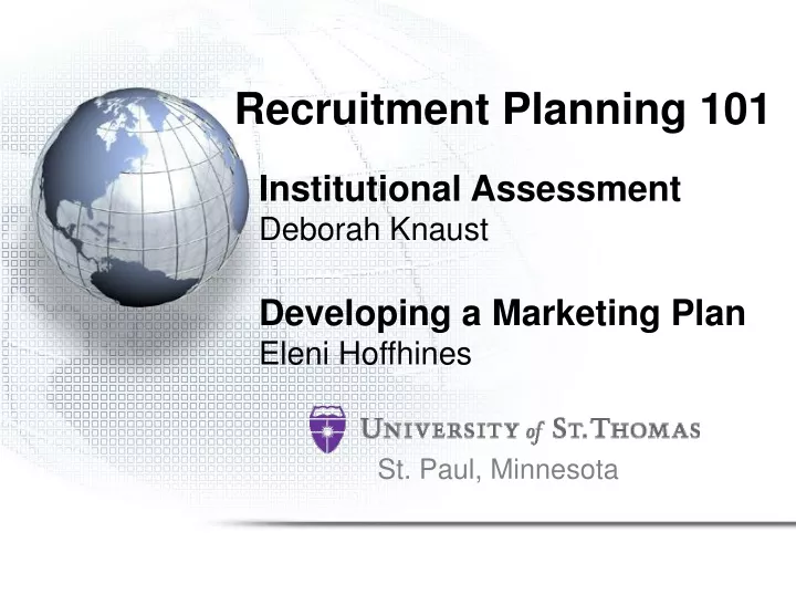 institutional assessment deborah knaust developing a marketing plan eleni hoffhines