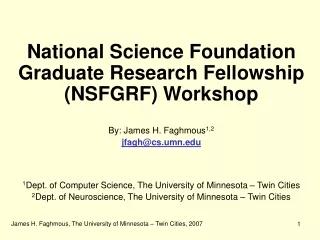 National Science Foundation Graduate Research Fellowship (NSFGRF) Workshop