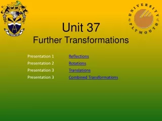 Unit 37 Further Transformations
