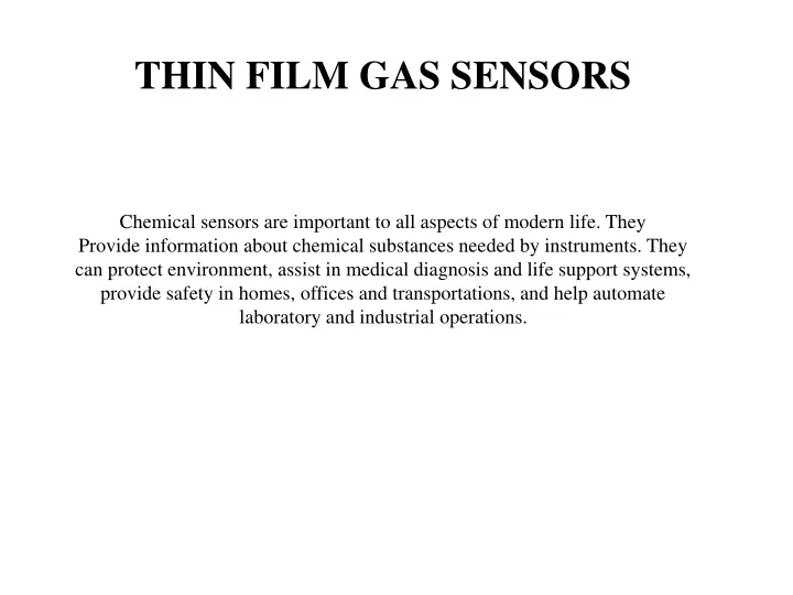 thin film gas sensors