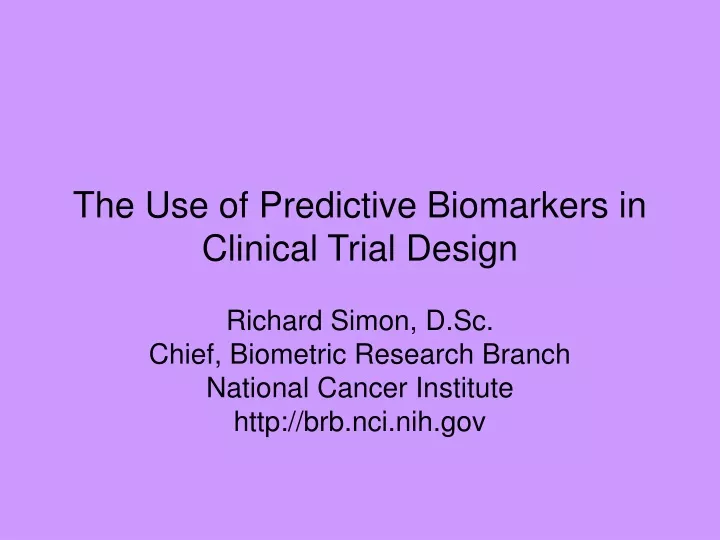 the use of predictive biomarkers in clinical trial design