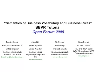 “Semantics of Business Vocabulary and Business Rules”  SBVR Tutorial Open Forum 2008