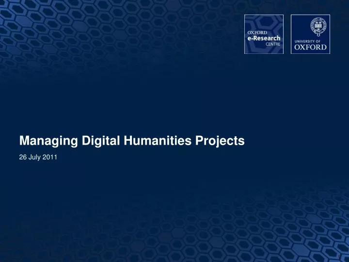 managing digital humanities projects