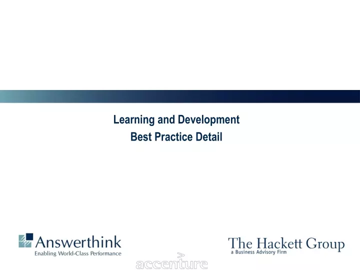 learning and development best practice detail