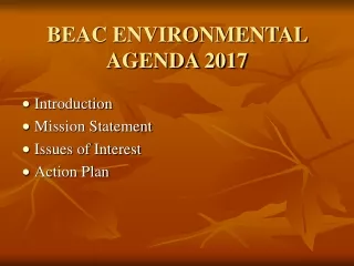 BEAC ENVIRONMENTAL AGENDA 2017