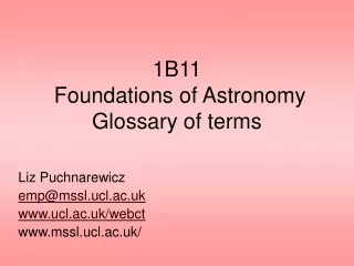 1B11  Foundations of Astronomy Glossary of terms