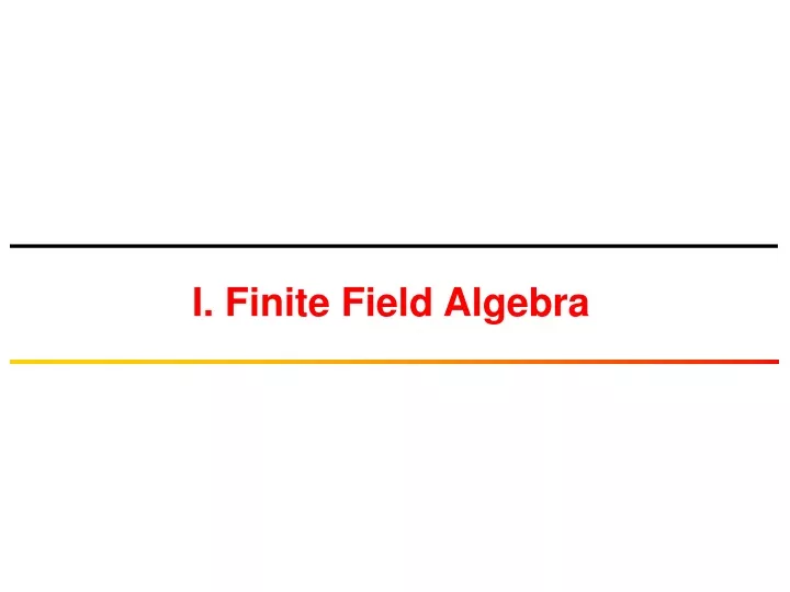i finite field algebra