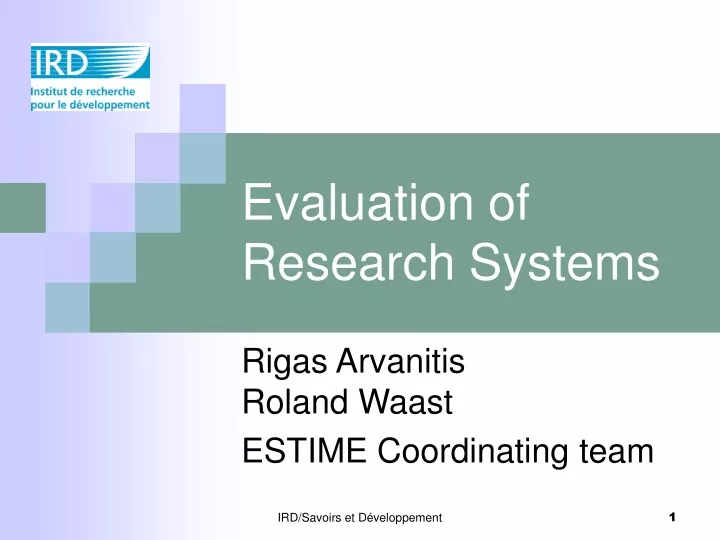 evaluation of research systems