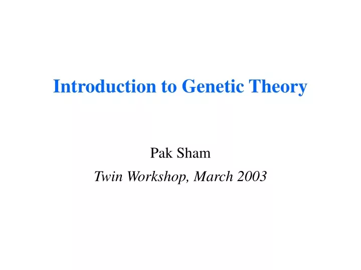 introduction to genetic theory