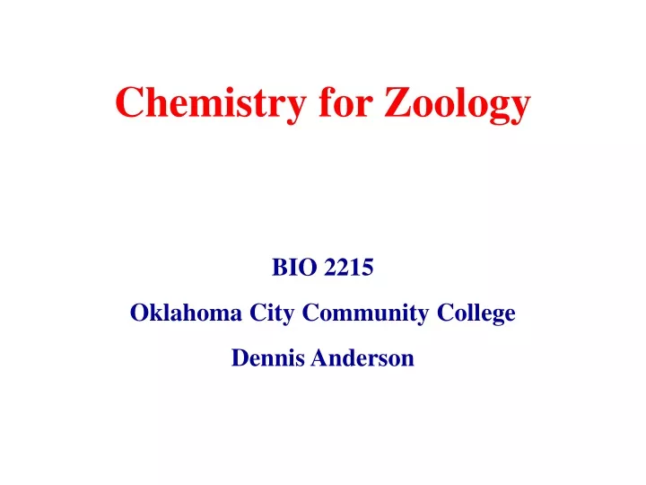 chemistry for zoology