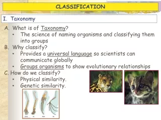 What is of  Taxonomy ? The science of naming organisms and classifying them into groups