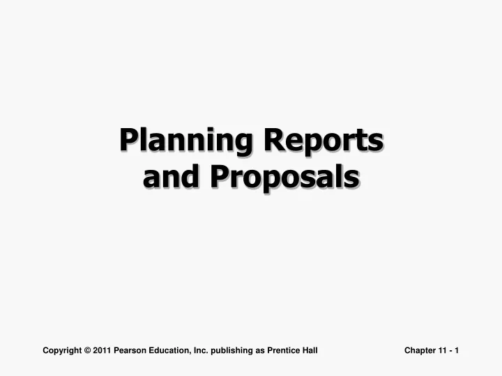 planning reports and proposals