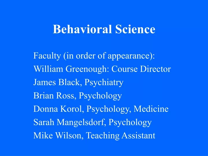 behavioral science