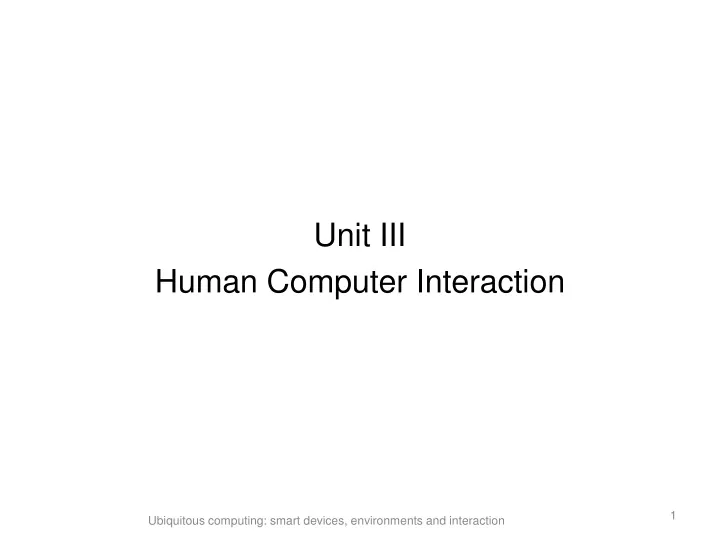 unit iii human computer interaction