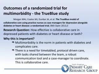 Outcomes of a randomized trial for multimorbidity - the TrueBlue study