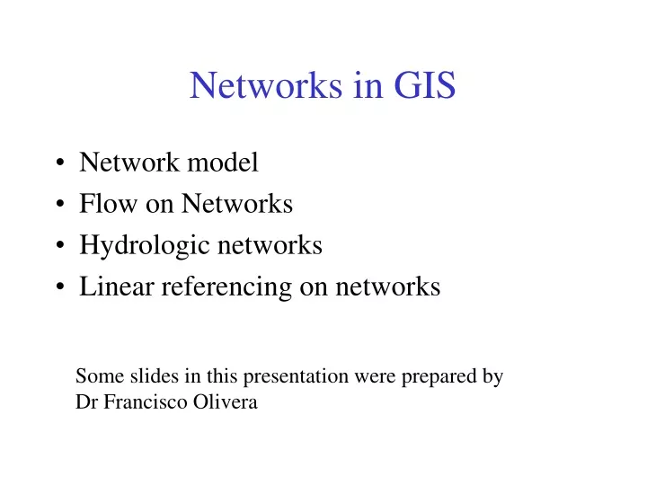 networks in gis