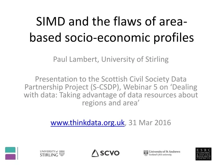 simd and the flaws of area based socio economic profiles