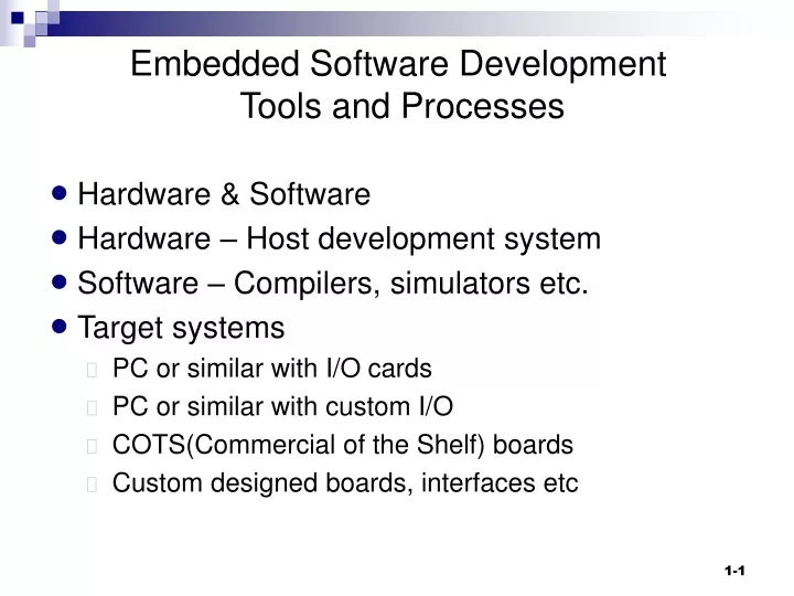 embedded software development tools and processes
