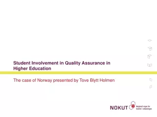 Student Involvement in Quality Assurance in Higher Education