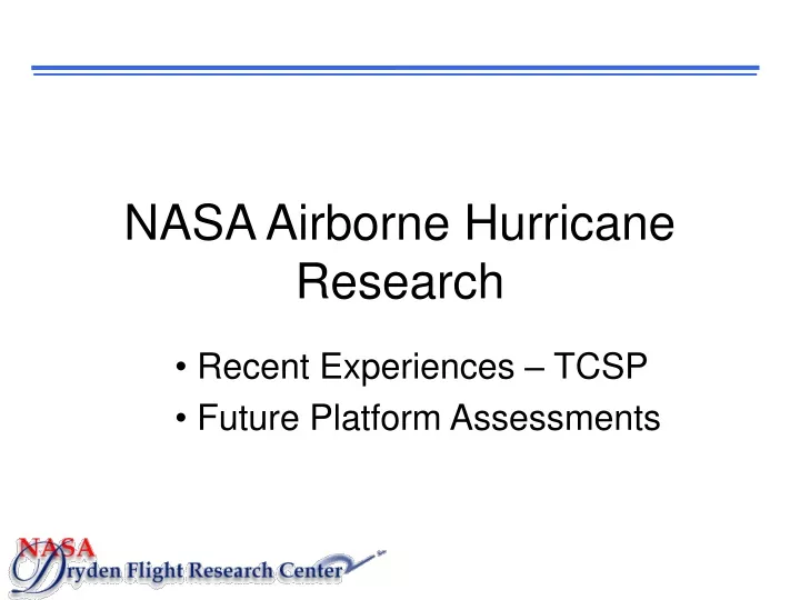 nasa airborne hurricane research