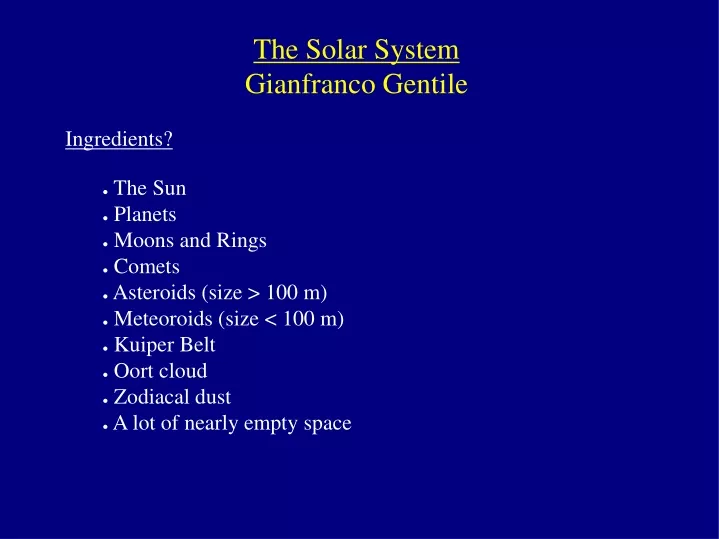 the solar system gianfranco gentile