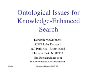 Ontological Issues for Knowledge-Enhanced Search