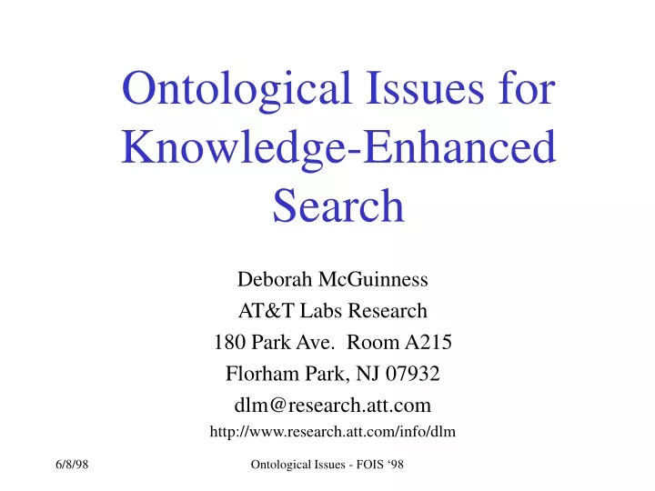 ontological issues for knowledge enhanced search