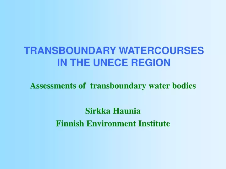 transboundary watercourses in the unece region