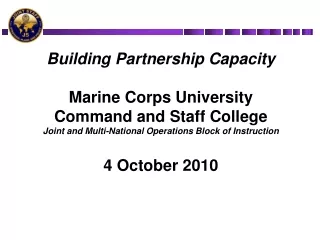 Building Partnership Capacity Marine Corps University Command and Staff College