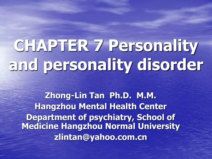 chapter 7 personality and personality disorder