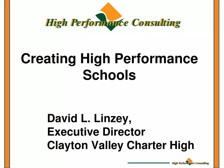 creating high performance schools