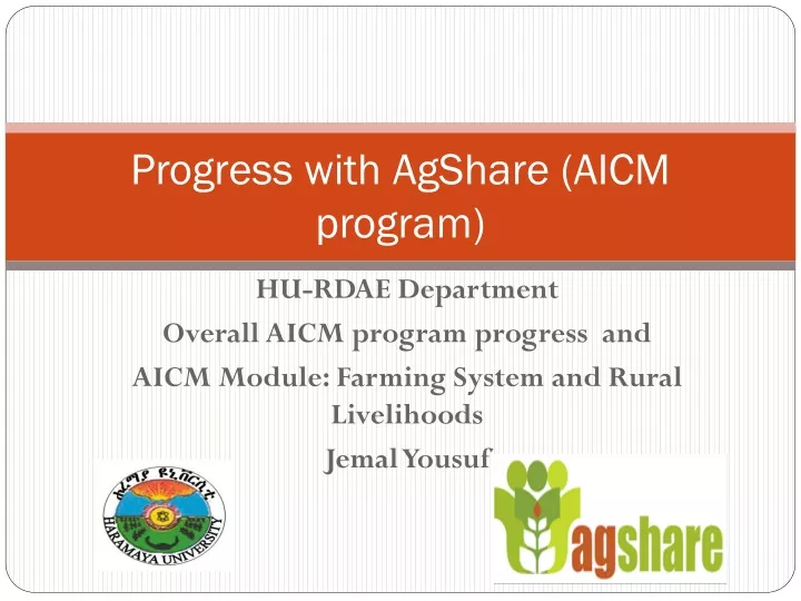 progress with agshare aicm program