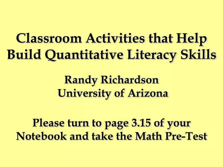 classroom activities that help build quantitative