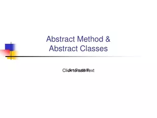 Abstract Method &amp;  Abstract Classes