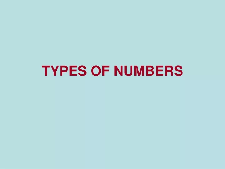 types of numbers