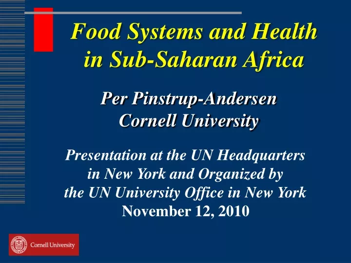 food systems and health in sub saharan africa