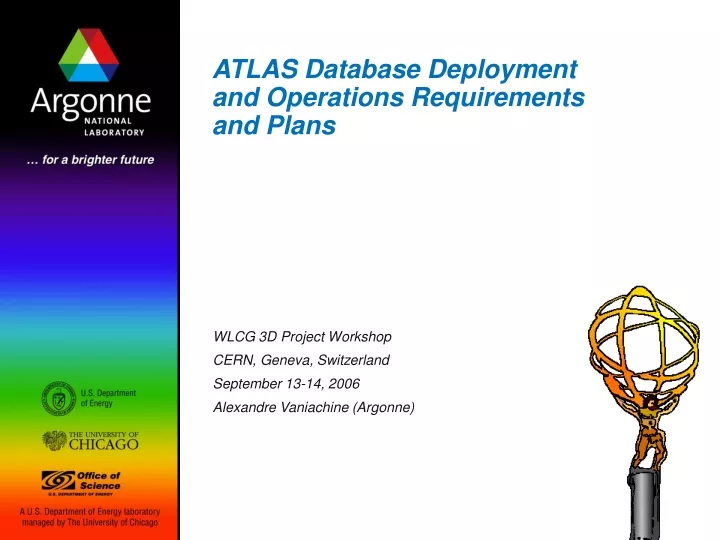 atlas database deployment and operations requirements and plans