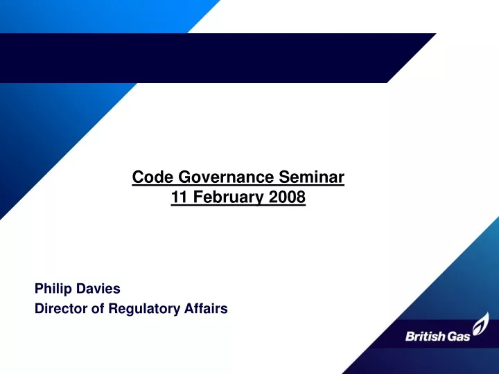 code governance seminar 11 february 2008