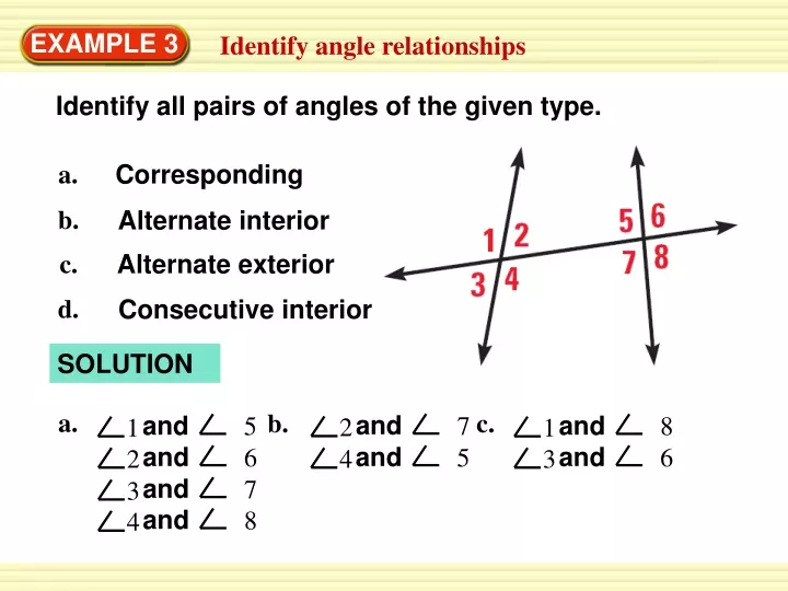 identify all pairs of angles of the given type