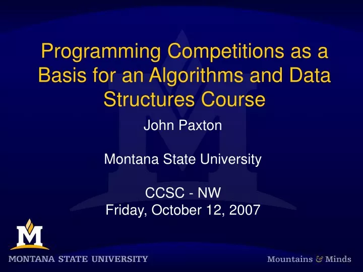 programming competitions as a basis for an algorithms and data structures course