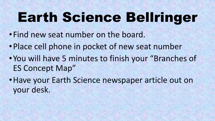 earth science bellringer