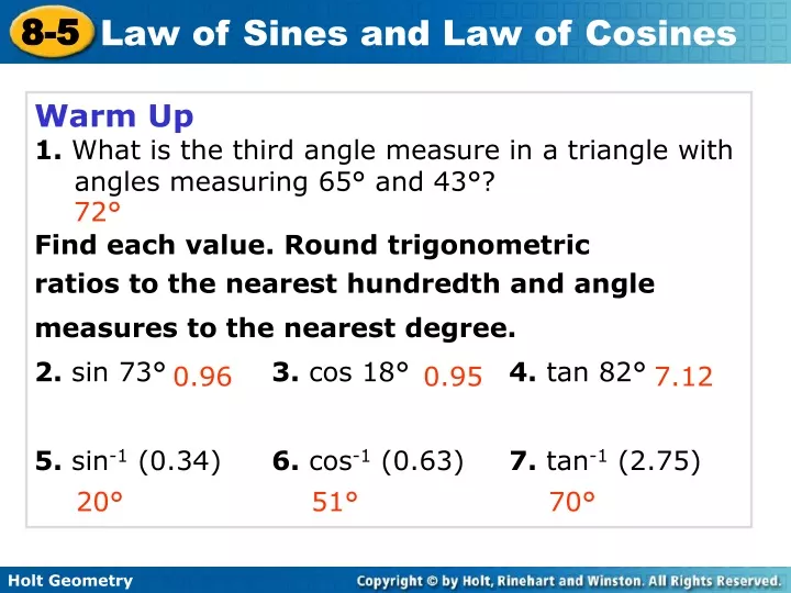 warm up 1 what is the third angle measure