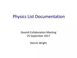 Physics List Documentation